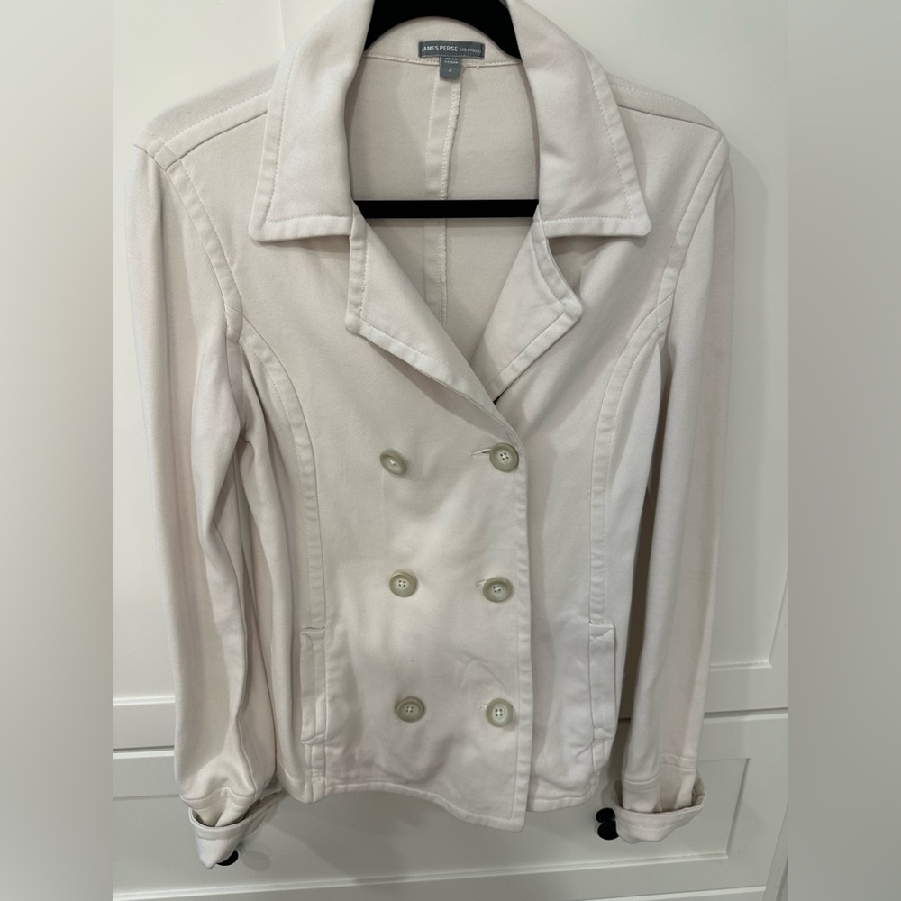 James Perse Double-Breasted Cream Pea Coat - Picture 4 of 7